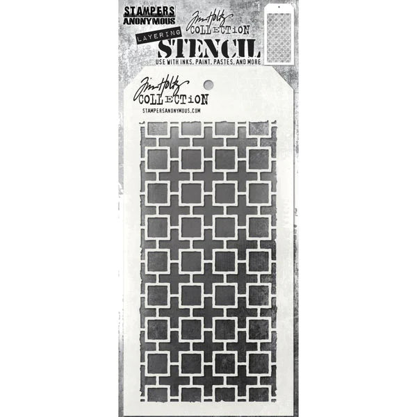 Layering Stencil - Stampers Anonymous - Linked Squares Arts & Crafts Tim Holtz