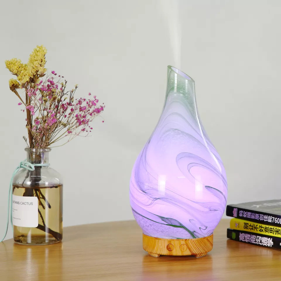 Marbled Glass Ultrasonic Aroma Essential Oil Diffuser 100ml Health & Beauty 10Cats