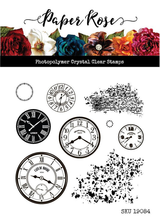 Paper Rose - Clear Stamp Set -Clocks Arts & Crafts Paper Rose