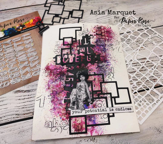 Paper Rose - Metal Die - Stacked Squares Arts & Crafts Paper Rose
