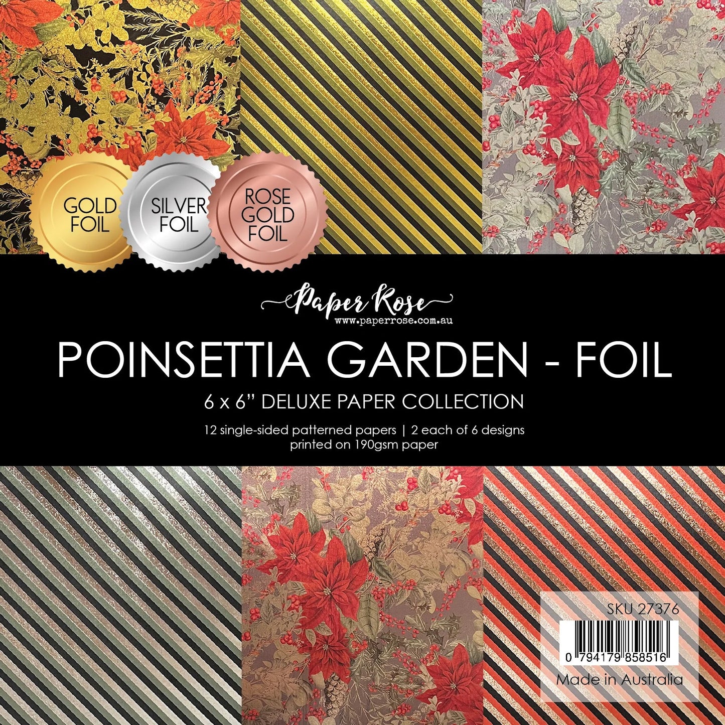 Paper Rose - Poinsettia Garden - Foil 6'x6' Deluxe Paper Collection Arts & Crafts Paper Rose
