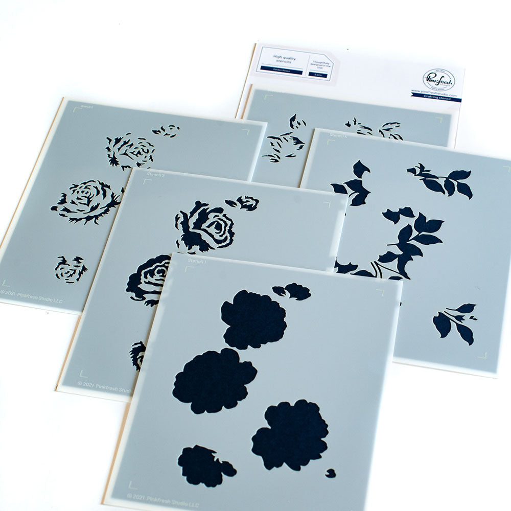 PinkFresh Studio-Layering Stencils - Garden Roses – 10Cats