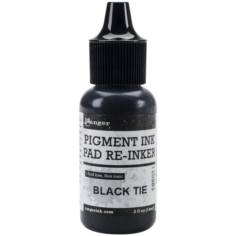 Ranger Pigment Ink Pad Re-Inker Black Tie - 10Cats