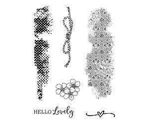 Rubber Stamp -Collage stamp - Hello Lovely Set Arts & Crafts Kaszazz