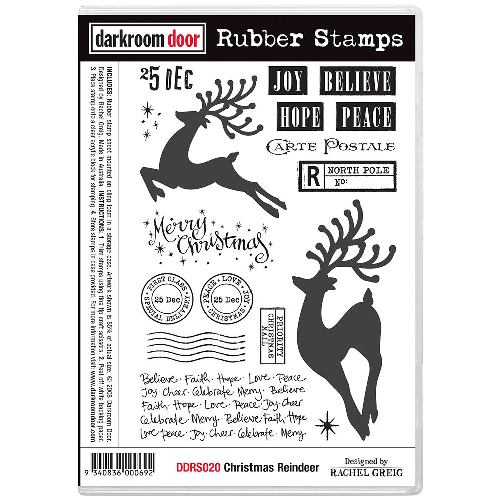 Rubber Stamp - Darkroom Door - Christmas Reindeer Arts & Crafts Darkroom Door