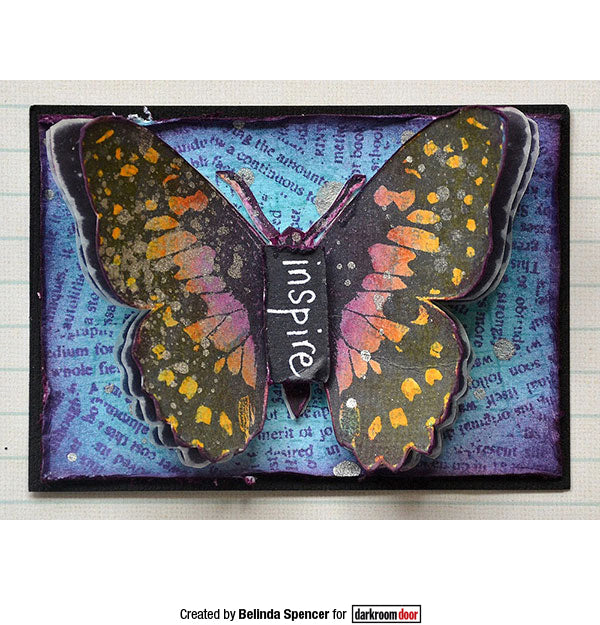 Rubber Stamp - Darkroom Door - Eclectic Stamp - Butterfly