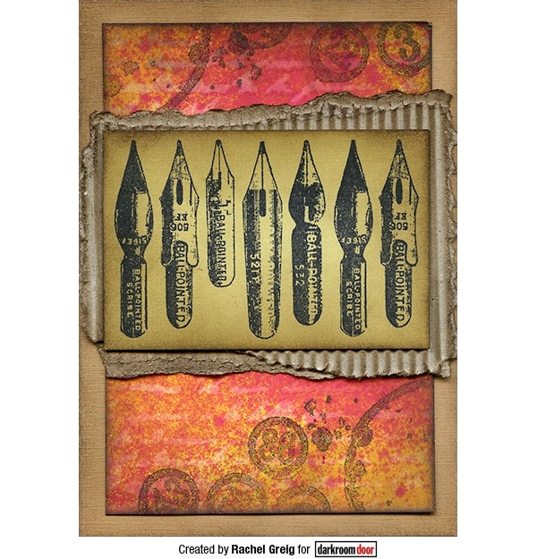 Rubber Stamp - Darkroom Door - Eclectic Stamp - Pen Nibs