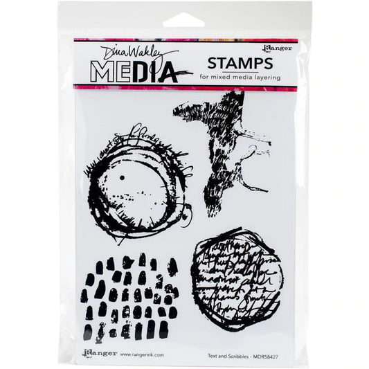 Rubber Stamp - Dina Wakley - Text and Scribbles
