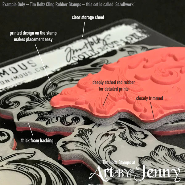 Rubber Stamps - Cling Mount - Floral Elements Arts & Crafts Tim Holtz