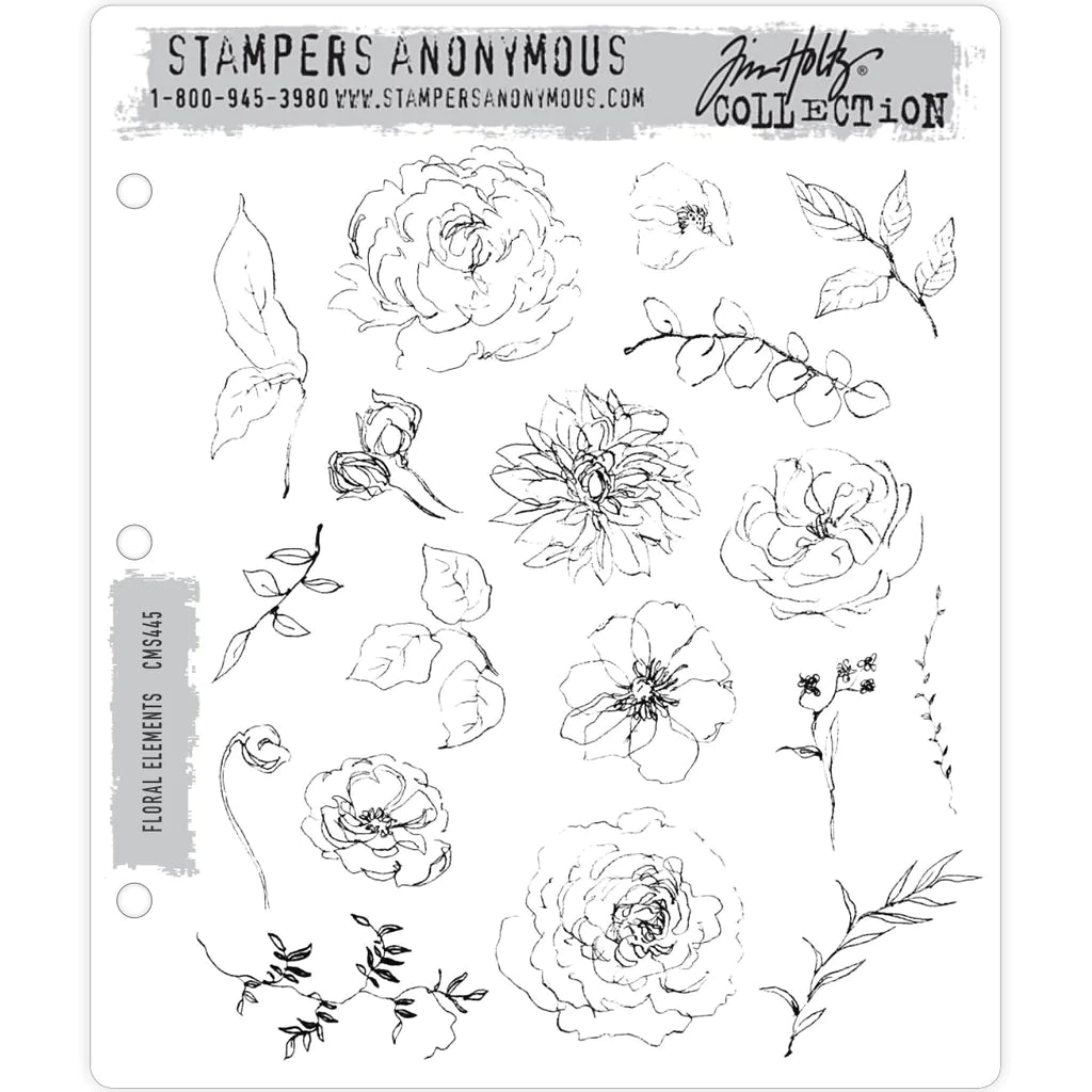 Tim Holtz® Stampers Anonymous - Cling Mount Stamps - Floral Elements