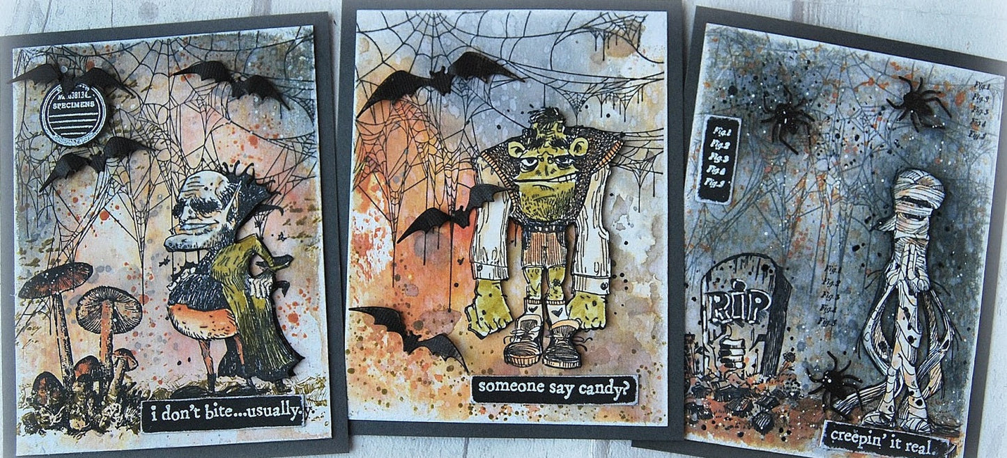 Rubber Stamps - Cling Mount - Monster Reunion Arts & Crafts Tim Holtz